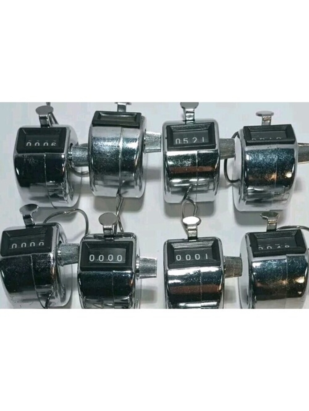 8 - 4 Digit Number Dual Clicker Golf Hand Tally Pitch Counter Silver Case - NEW